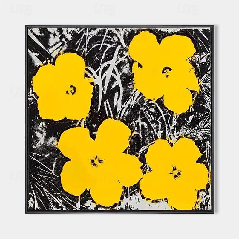 handgemaltes Strukturgemälde auf Leinwand, handgemachtes Ölgemälde, gelbes Blumengemälde, Wandkunst, Gemälde, moderne Kunst, Schlafzimmer-Wanddekoration, Modekunst 2025 - $116.99 –P4