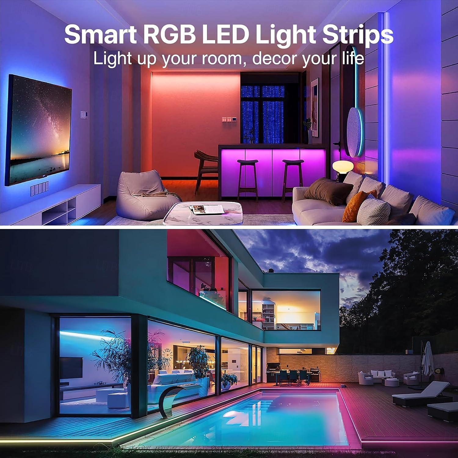 2025年 防水 USB LED ストリップ ライト RGB カラー変更 3.28-15 フィート 電池式 LED ストリップ ライト フレキシブル 電池式 LED ライト 3 つのキー付き IR コントローラー 寝室 デスク ホームルーム テレビ キャンプ DIY 装飾用  コレクション – $8.99 –P9