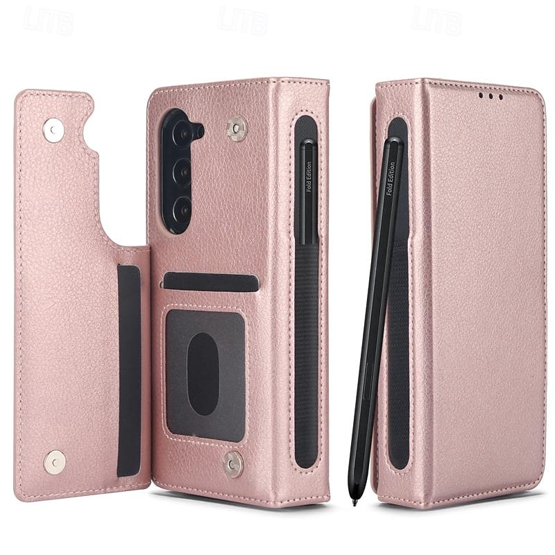 puhelin Etui Käyttötarkoitus Samsung Galaxy Z Taita 6 Z Fold 5 Z Fold 4 Z Fold 3 Takakuori Tuella kynän pidikkeellä Korttipaikka Retro PC PU-nahka 2025 - $28.99 –P2