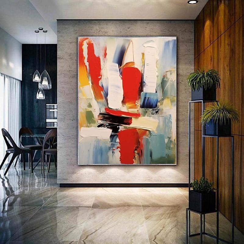 rot orange großes Gemälde handgemaltes Palettenmesser abstraktes Gemälde Farben abstrakte Wandkunst moderne abstrakte Leinwand große Leinwandkunst Acrylgemälde für Wanddekoration Bild 2025 - $125.99 –P6