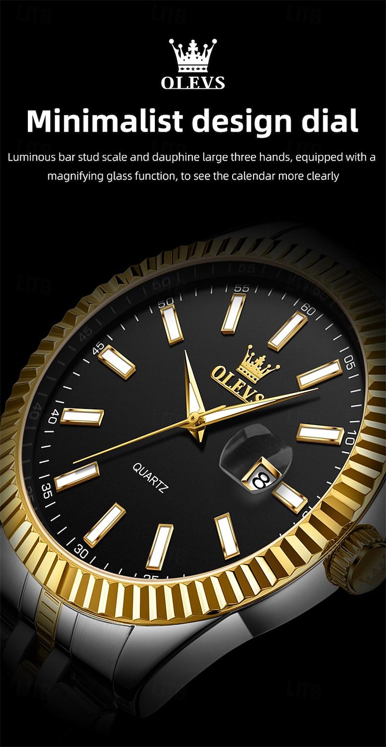 Olevs Horloges Luminous Kalender Mode Trend Leven Reizen Quartz Horloge Eenvoudige Vrijetijd Waterdichte Sporten Herenhorloge 2025 - $27.99 –P5
