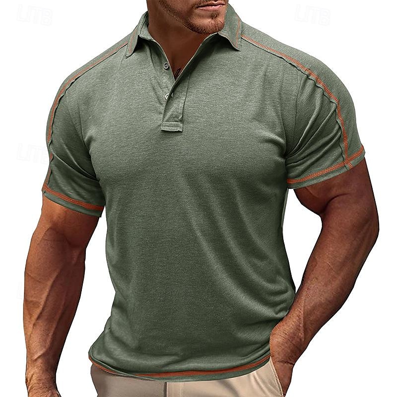 Herren Poloshirt Golfhemd Arbeit Geschäft Gerippter Polokragen Klassisch Kurzarm Basic Modern Feste Farbe Patchwork Taste Frühling Sommer Regular Fit Hellgrün Pink Blau Violett Khaki Grau Poloshirt 2025 - $22.99 –P10