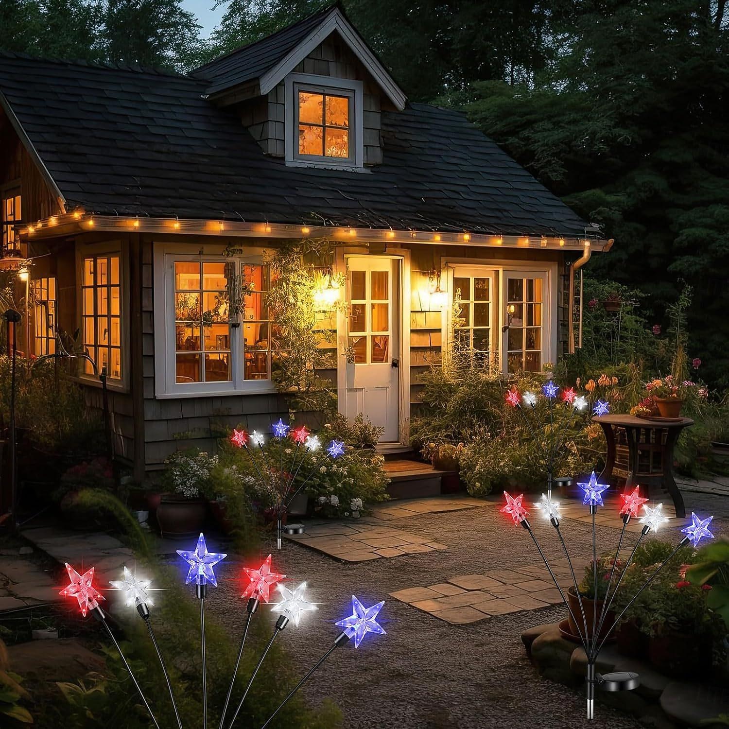 2pcs Patriotic Solar Firefly Lawn Light for 4th of July Independence Day 250th Anniversary Memorial Day, Decorative Garden Light Outdoor Waterproof Swaying Star Lights Garden Decoration 2026 - $34.99 –P11