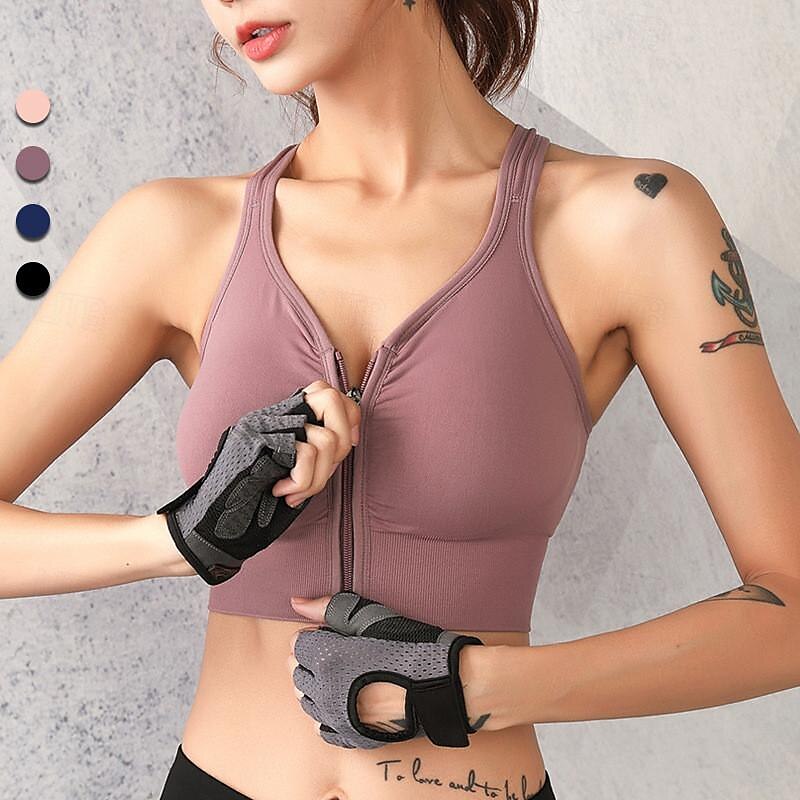 Mulheres Sustentação Leve Sutiã Esportivo Sutiã de corrida Sem costas Bojo Removível Good Top Acolchoado Ginástica Esportes Relaxantes Corrida Respirável Leve Macio Preto Rosa claro Azul Cor Sólida de 2025 por $17.99 –P9