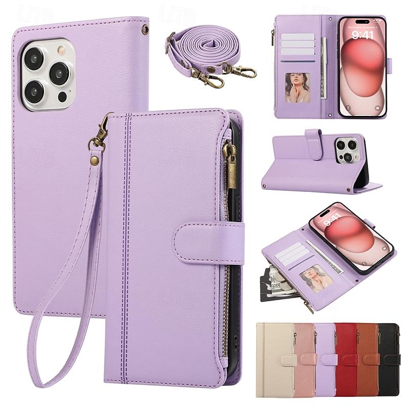 Phone Case For iPhone 16 iPhone 15 Pro Max Plus iPhone 14 13 12 11 Pro Max Plus Mini SE Back Cover with Stand Holder Magnetic Zipper Retro TPU PU Leather 2025 - $20.99 –P1