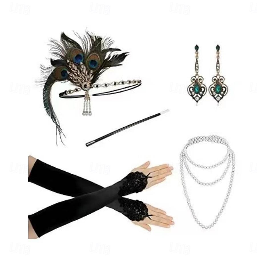 Anni 1920 Il grande Gatsby Abiti Fascia Flapper Il grande Gatsby Invitato al matrimonio Senza colletto Per donna Halloween Carnevale Mascherata Feste Mascherata Ricevimento di nozze Adulti Guanti del 2025 a $23.99 –P12