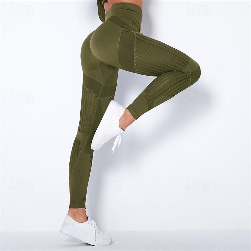 Women's Yoga Pants Yoga Leggings Mesh Patchwork High Waist Yoga Gym Workout Pilates Tights Color Block Dark Grey Black Army Green Spandex Sports Activewear Stretchy Slim 2025 - $25.99 –P10