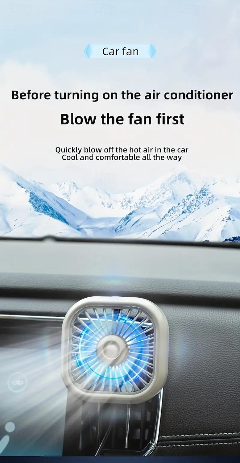 Portable Car Air Conditioning Outlet Car Fan USB Power Gradient Colorful Atmosphere Light Small Fan Front And Rear Row Outlet Exhaust Fan Universal 2025 - $12.99 –P1