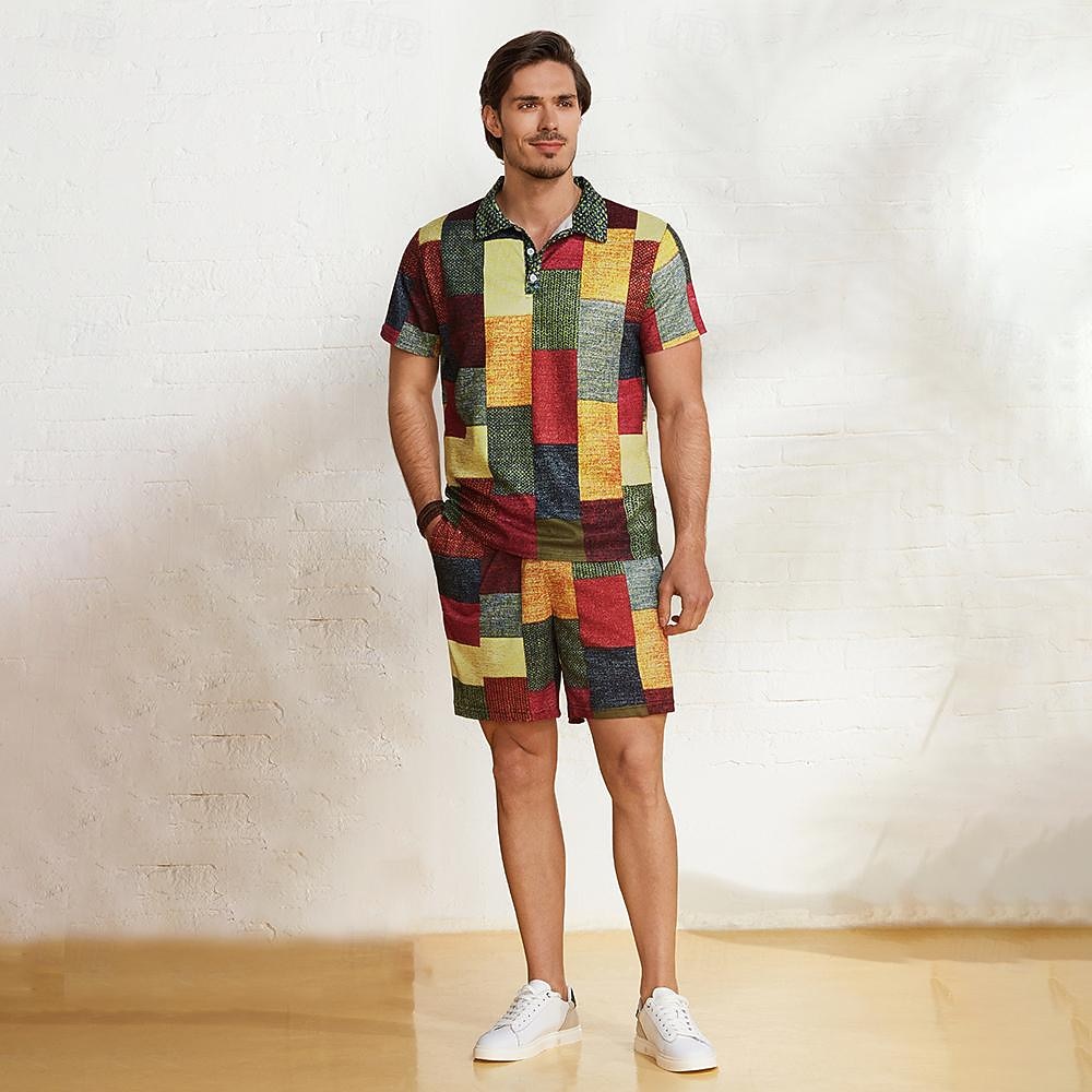 Men's Geometric Color Block Patchwork Shorts Summer Shorts Casual Shorts Mid Waist Fashion Streetwear Designer Casual Daily Holiday Drawstring Pocket Elastic Waist Designer Clothing Apparel 2026 - $19.99 –P2