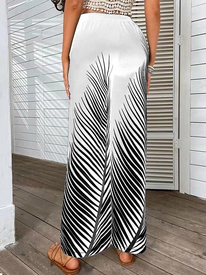 Damen Breites Bein Hosen Hose Casual Lang Blatt Weite Hosen Bedruckt Atmungsaktivität Komfortabel Unelastisch Ausgehen Wochenende Schwarz Weiß Khaki Frühling Sommer Regular Fit 2025 - $22.99 –P2