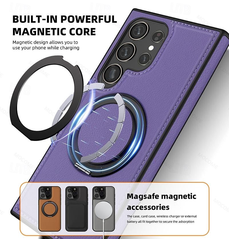 Phone Case For Samsung Galaxy S25 S24 S23 Ultra Plus S22 Plus  Ultra Back Cover with Stand Holder Support Wireless Charging Shockproof Retro TPU PC PU Leather 2025 - $16.99 –P4