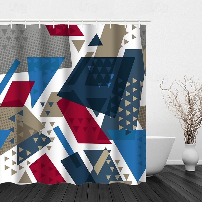 Dusjforheng med kroker 180cm*180cm(70"*70") polyester vaskbar vanntett mønster baderoms badekar dekor abstrakt 2025 - $25.99 –P2