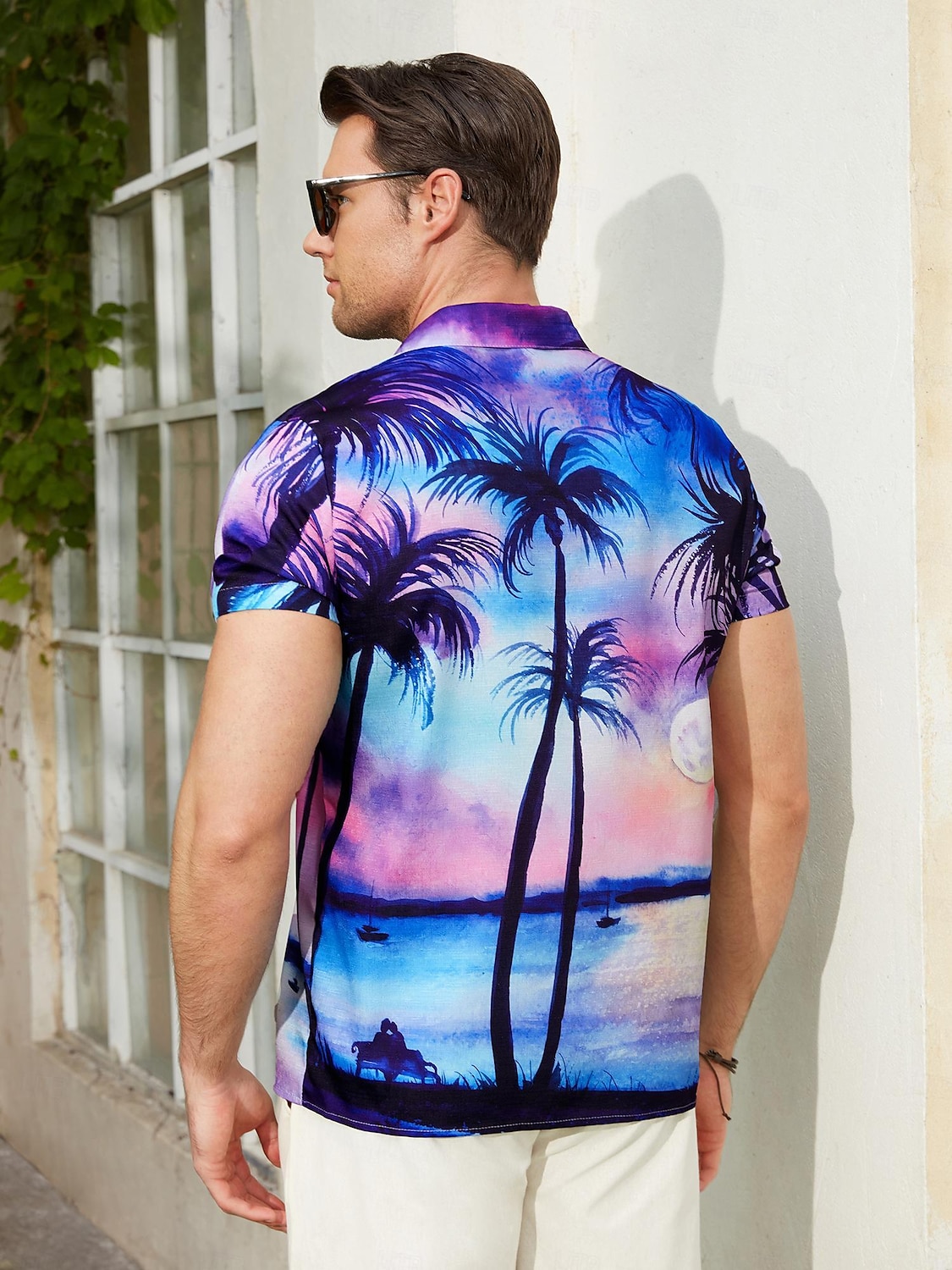 Voor heren Kokosnootboom Tropische planten Overhemd Hawaiiaans overhemd Aloha-shirt Korte Mouw Overhemd Strijkijzer Tropisch Modieus Streetwear Straat Casual Dagelijks Rood Paars Bruin S M L 2025 - $24.99 –P5
