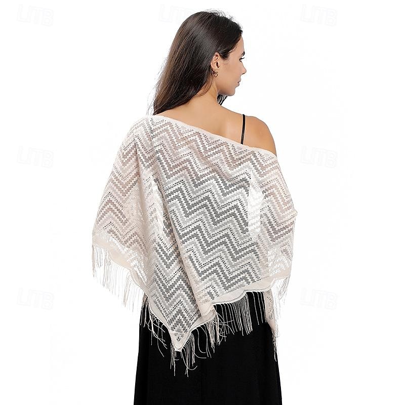 écharpe en dentelle ondulée robe de mariée robe de soirée châle en dentelle soirée dansante écharpe polyvalente pour femme de 2025 ? $19.49 –P1