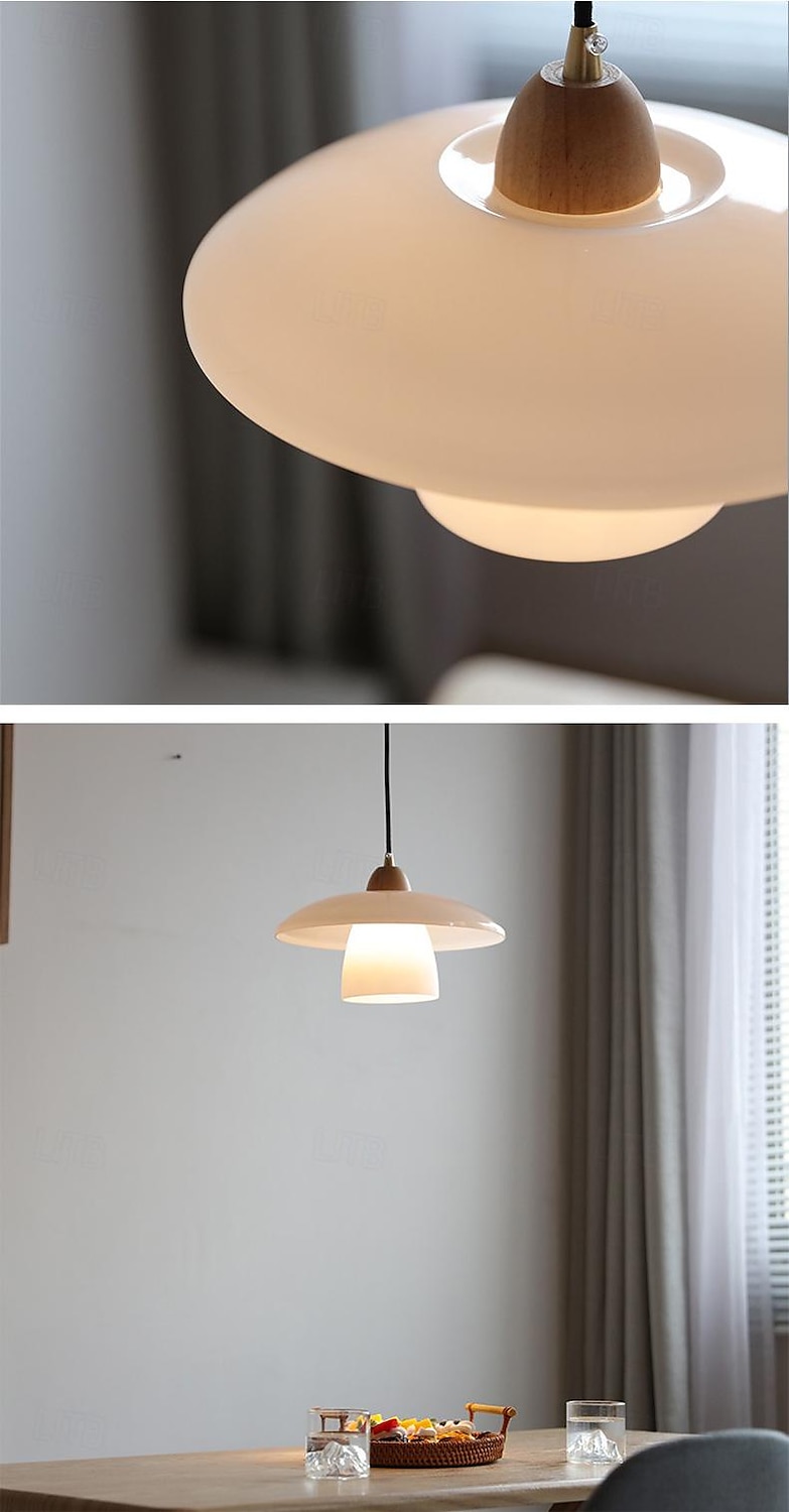 led pendel lys kjøkkenøy pendel 1-lys 28 cm enkelt design glass tremalt finish moderne nordisk stil soverom spisestue 110-240v 2025 - $279.99 –P4