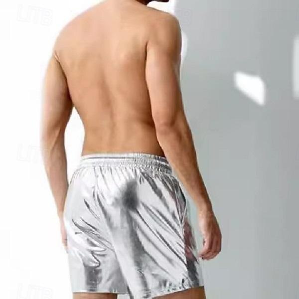 Hombre Pantalones cortos casuales Pantalones cortos de piel sintética Metálico Brillante Color sólido Deportes Corto Casual Discoteca Moda Casual Plata Negro Baja cintura Microelástico 2025 - $17.99 –P4