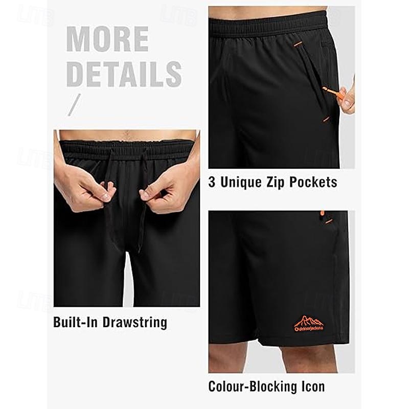 Homens calções atléticos Shorts ao ar livre Shorts de Trilha Cintura elástica Bolso Com Zíper Tecido Secagem Rápida Alta elasticidade Comprimento do joelho Ao ar livre Diário Streetwear Esportes Moda de 2025 por $15.49 –P5