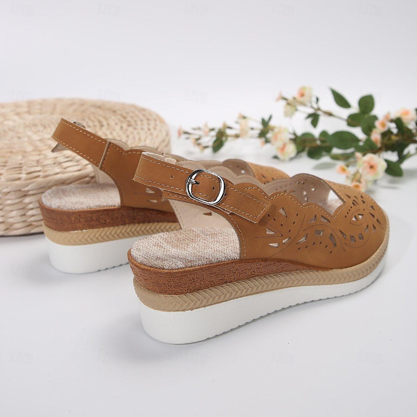 Sandales compensées découpées pour femmes – Chaussures d'été confortables à bride arrière et bout ouvert avec bords festonnés pour une tenue décontractée, les journées à la plage et les voyages de 2025 ? $26.99 –P7