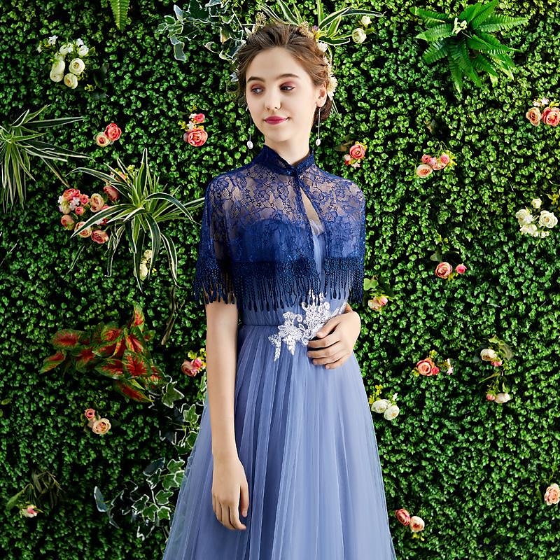 Damesomslag Cape Elegant Bruids Halve mouw Polyester Bruiloftsomslagen Met Pure Kleur Voor Feest Lente zomer 2025 - $20.99 -P13
