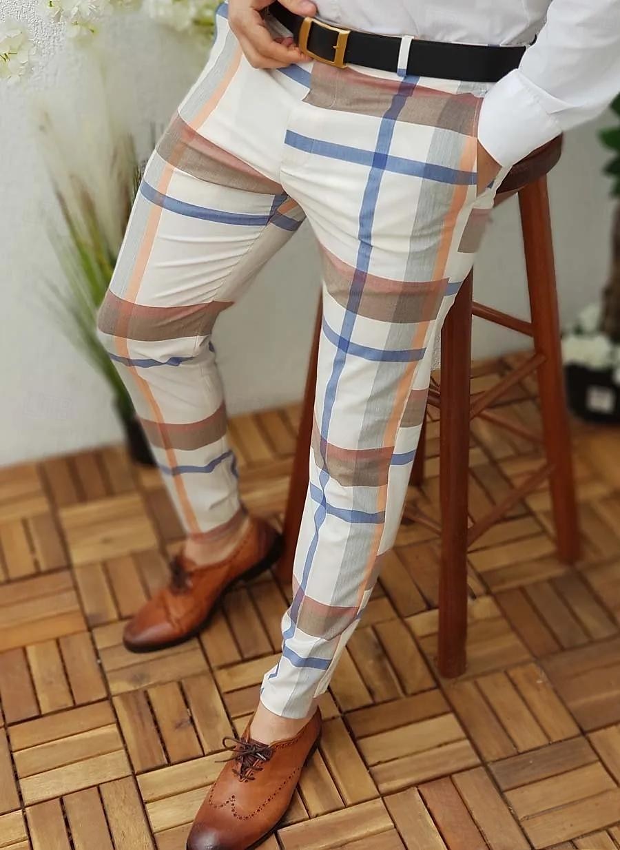 Herren Jogginghose Jogger Hose Hosen Chinesisch Chino Chino Hosen Karierte Anzughose Tasche Plaid Komfort Atmungsaktiv Täglich Festtage Ausgehen Strassenmode Stilvoll Weiß&Blau Blau 2026 - $31.99 –P3