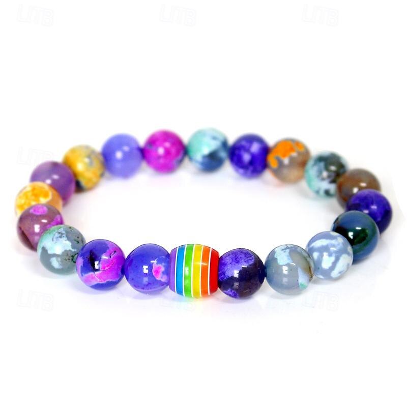 pulseira de arco-íris do orgulho pulseira gay pulseira de contas de pedra vulcão de 2025 por $17.99 –P14