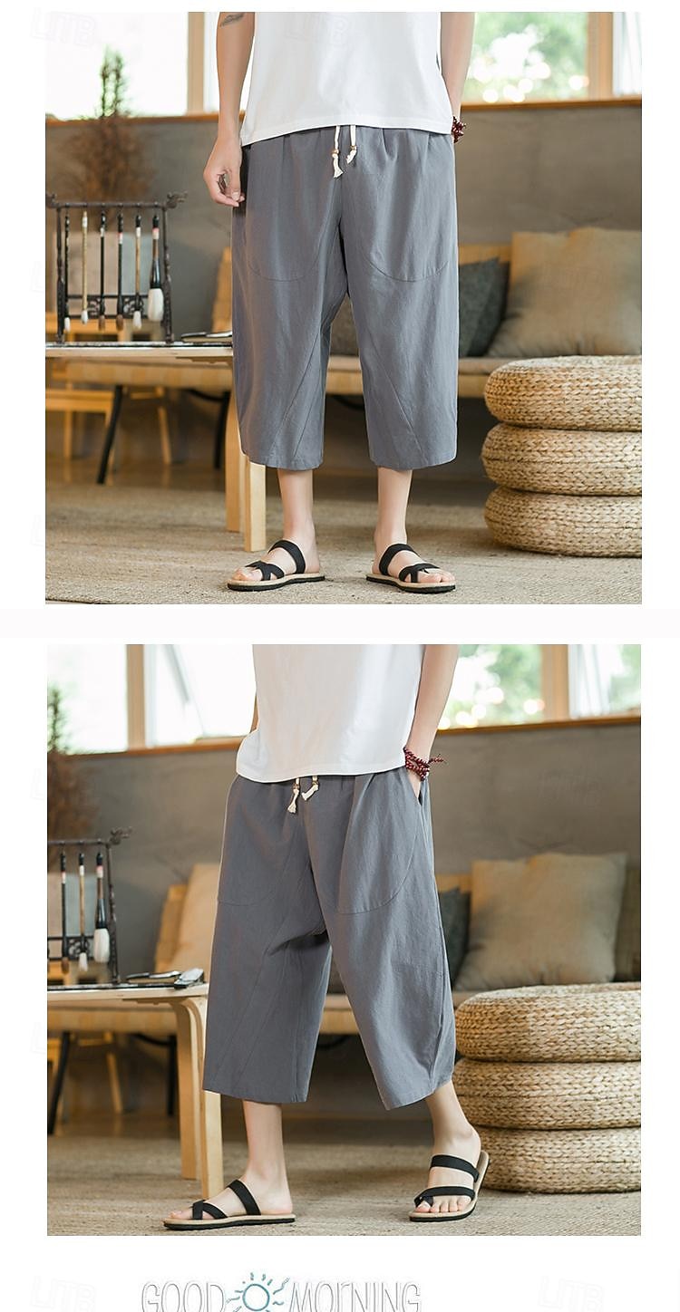 Bărbați Pantaloni de in Pantaloni harem Pantaloni Capri Buzunar Mată Sport Lungime gambă Muncă Casual Casual Potrivire Largă Negru Roșu Vin Inelastic 2026 - $22.99 –P17