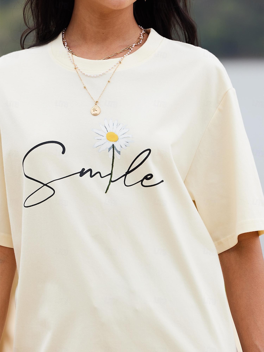 Women's T Shirt Daisy Basic Short Sleeve Round Neck Regular Tops Casual Weekend Print Black White Yellow Pink Navy Blue 2025 - $27.99 –P10