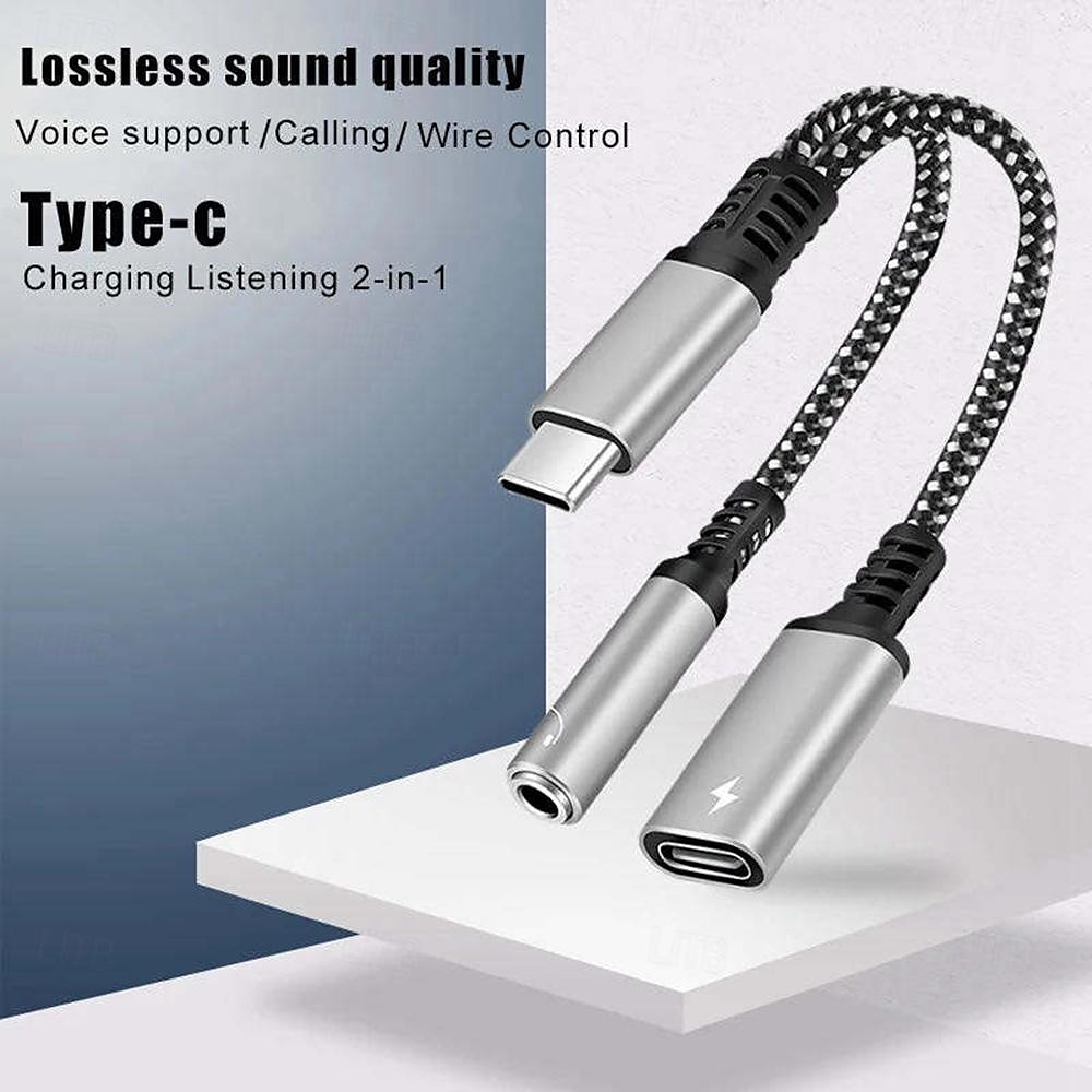2025年 USB タイプ C から 3.5 mm ヘッドフォン ジャック アダプター ケーブル 2 in 1 デュアル USB C メス オーディオ AUX コネクタ 充電 スプリッター 音楽 コレクション – $13.99 –P4