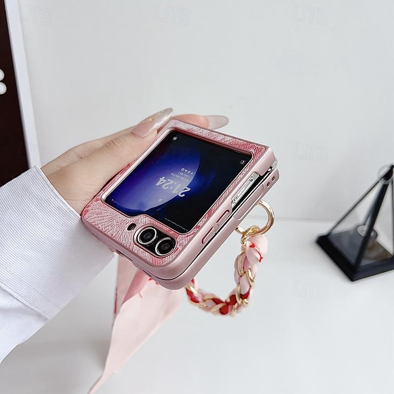 Phone Case For Samsung Galaxy Z Flip 7 Z Flip 5 Z Flip 4 Z Flip 3 Back Cover with Wrist Strap Shockproof PC Metal 2025 - $20.99 –P15