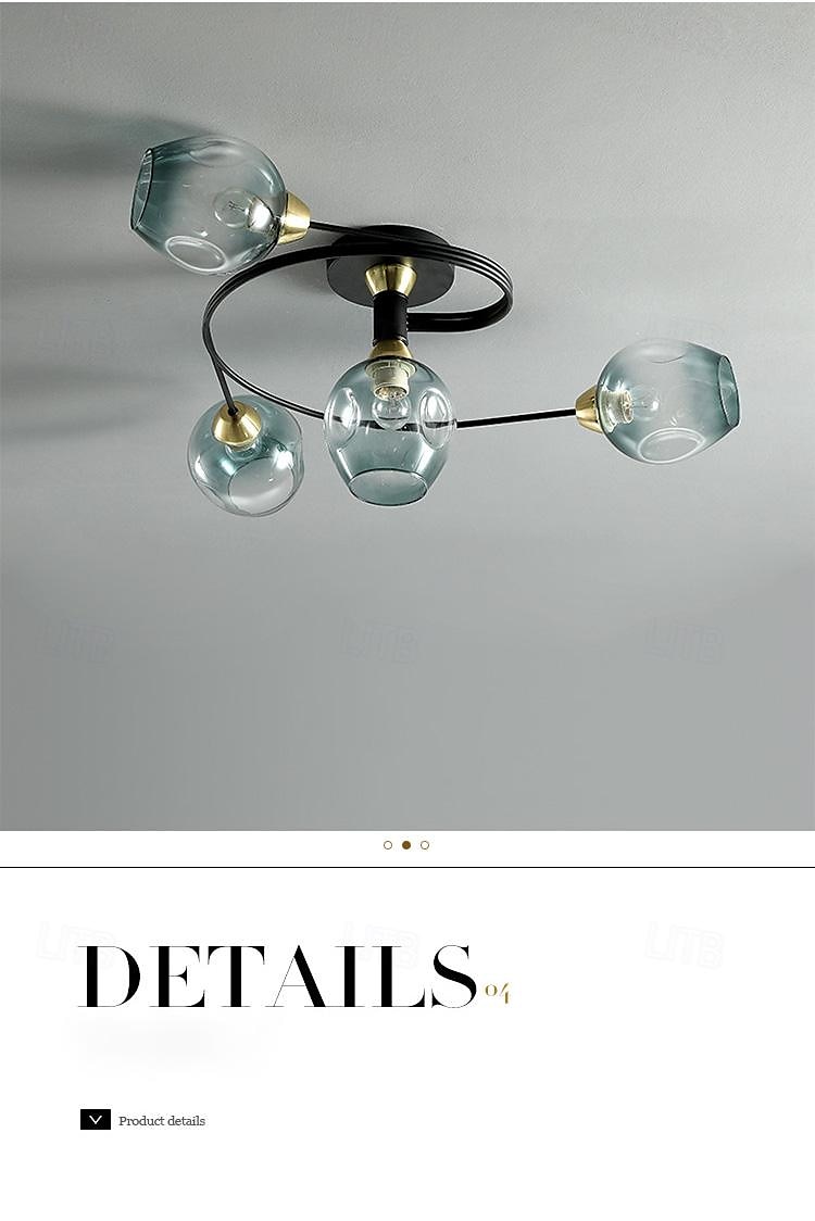 Luz de teto led 4/6 cabeça de vidro metal e27 nórdico criativo mágico lâmpada de teto pequeno quarto, lustre pessoal conciso moderno, para sala de estar comercial lâmpada de sala de jantar, sala de de 2025 por $331.19 –P9