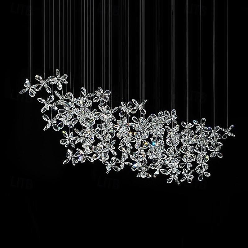 Lustre led branco quente 100cm 8 luzes design exclusivo lustre de flor de cristal restaurante luxo arte italiana bar ilha candeeiros de mesa criativo metal sala de jantar 110-240v de 2026 por $593.19 –P3