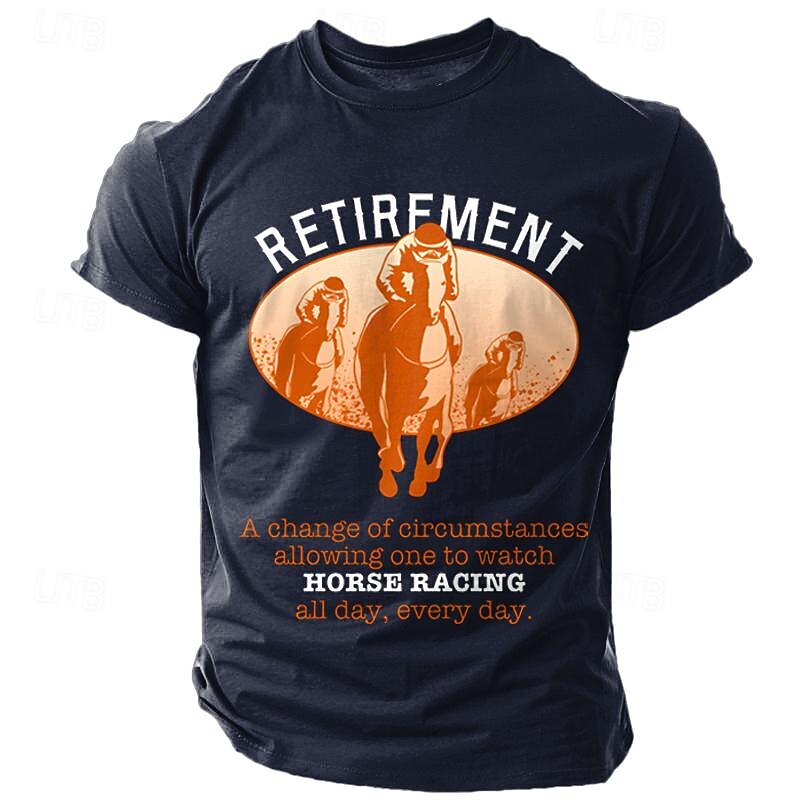 Men's Letter Horse Racing T Shirt Tee Top 100% Cotton Short Sleeve Graphic Shirt Black Army Green Dark Blue Comfortable Tee Street Sports Outdoor Fashion Designer Clothing 2025 - $15.99 –P4