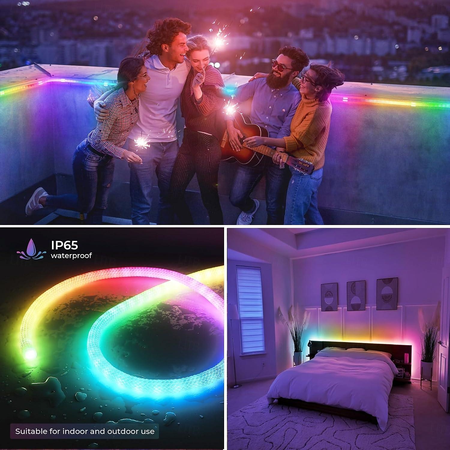 Waterproof Woven LED Strip Light WS2811 RGBIC Woven Silicone Neon Addressable Dream Color USB LED Light Strip with 15mm 360 Degree Illumination 2.4G Wireless Bluetooth Music APP Multi-channel Control Flexible Dreamy Color Rope Light 2025 - $24.99 –P8