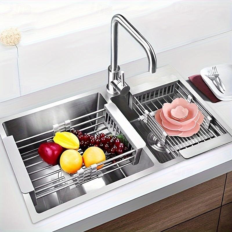 1pc scolapiatti per lavello da cucina cestello di scarico per lavello per verdure portafiltro per lavaggio verdure portaoggetti per lavastoviglie scolapiatti estraibile regolabile dimensione opzionale del 2025 a $10.49 –P9