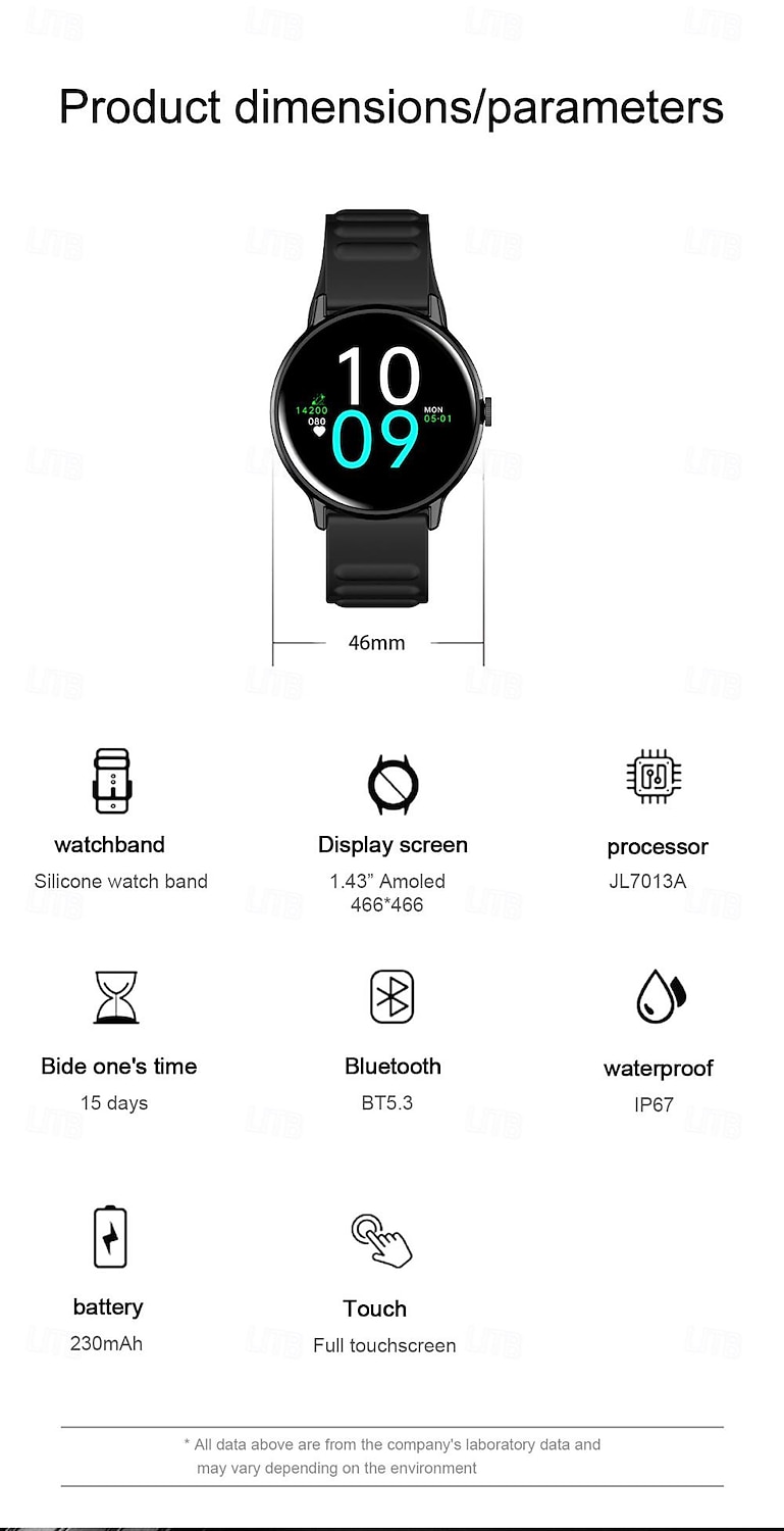 696 Y88 Εξυπνο ρολόι 1.43 inch Έξυπνο ρολόι Bluetooth ΗΚΓ + PPG Βηματόμετρο Υπενθύμιση Κλήσης Συμβατό με Android iOS Γυναικεία Άντρες Κλήσεις Hands-Free Υπενθύμιση Μηνύματος IP 67 Θήκη ρολογιού 46mm 2025 - $41.99 –P14
