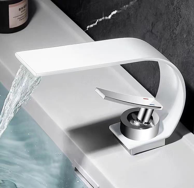 Bathroom Sink Faucet - Waterfall Electroplated Centerset Single Handle One HoleBath Taps 2025 - $145.99 –P8
