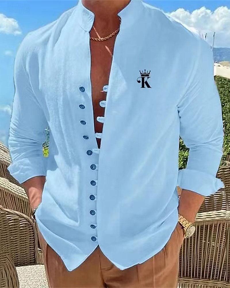 Per uomo Camicia Camicia con colletto cinese Camicia con colletto alla coreana Camicia Estiva Camicia casual Camicia con Bottoni Matrimoniale Vacanza Camicia hawaiana Nero Bianco Blu Cachi Manica del 2025 a $27.99 –P3