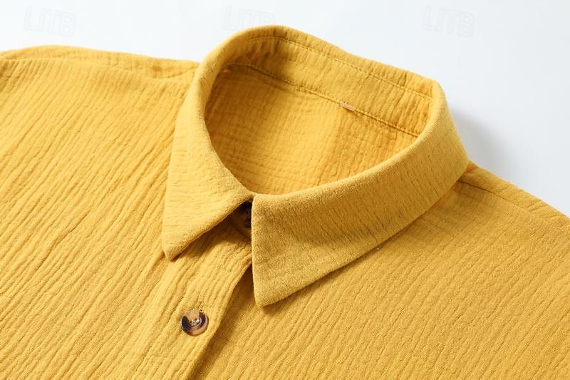Women's Mini Dress Cotton Linen Dresses Shirt Dress Winter Dress Casual Vacation Regular Fit Plain Short Sleeve V Neck Black White Yellow Blue Summer 2025 - $26.99 –P3
