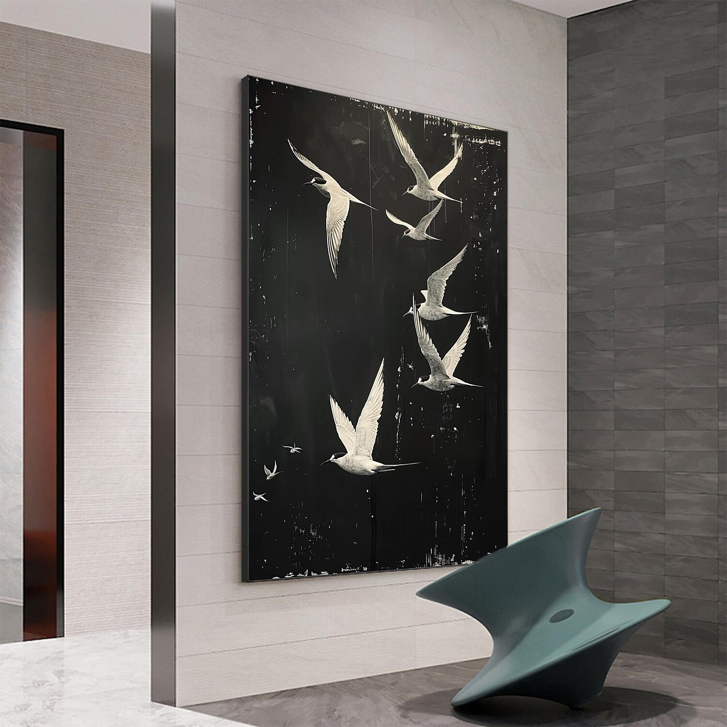 handgemachtes Ölgemälde Leinwand WandKunst Dekor Original weißes Vogel Gemälde abstraktes Tiergemälde Wohndekor mit gespanntem Rahmen ohne Innenrahmen Gemälde 2025 - $175.99 –P8