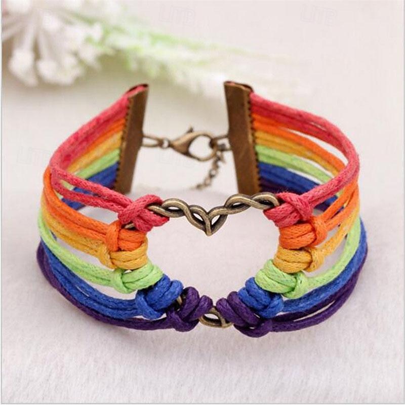 mês do orgulho diy retro metal amor arco-íris tecelagem pulseira e pulseira de joias de 2025 por $16.99 –P6