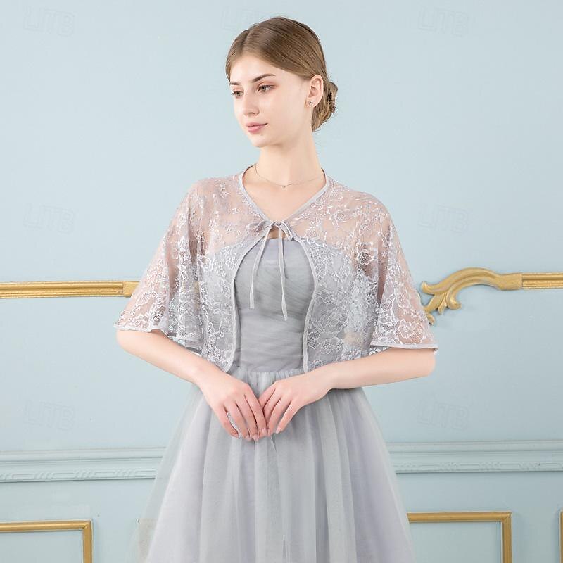 Sjalar Sjalar till damer Bolero Elegant Brudkläder Halvlång ärm Polyester Brudsjalar Med Ren Färg Till Fest Vår & sommar 2025 - $20.99 –P5
