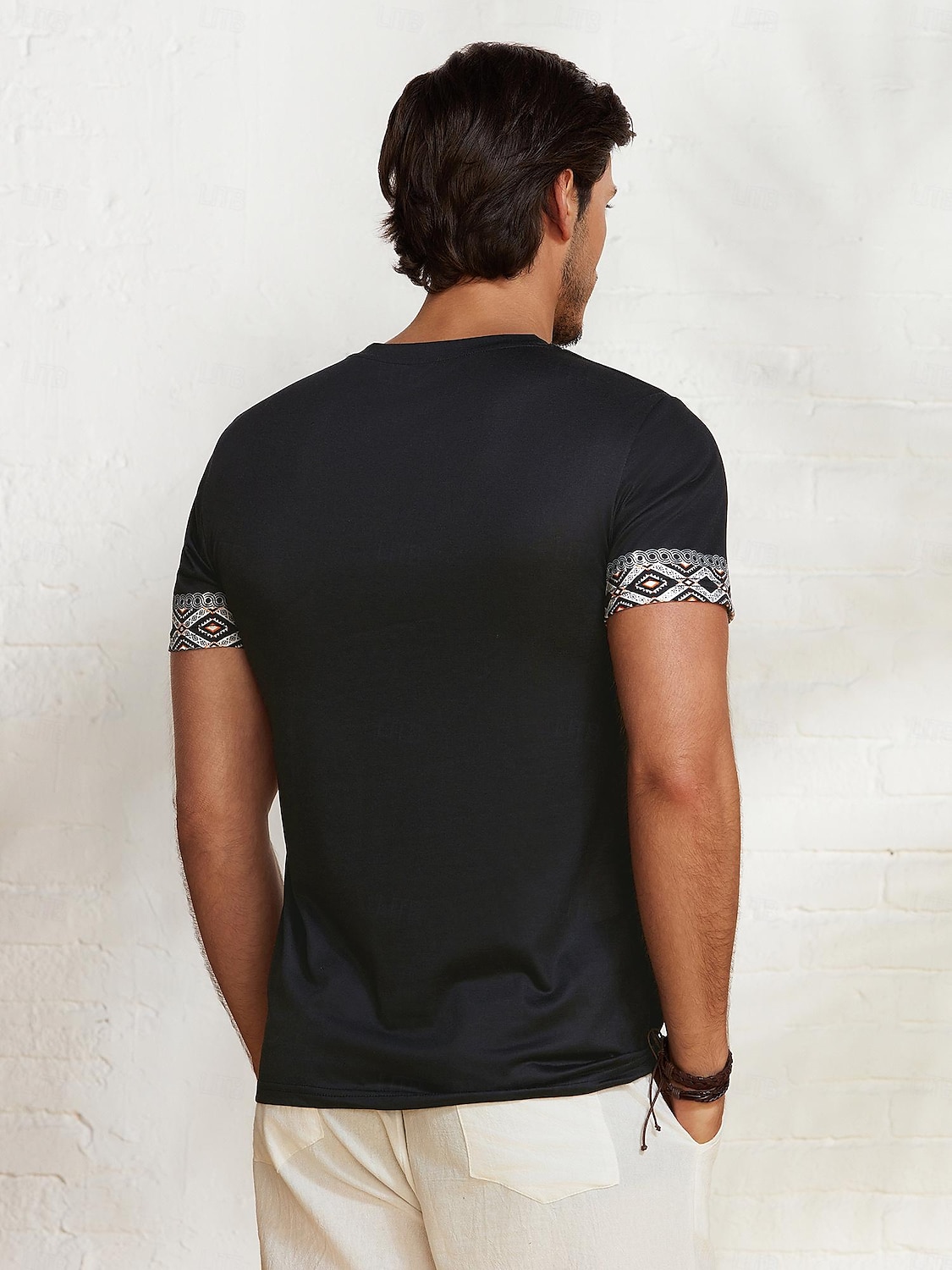 Herren Graphic Farbblock Bogengimpe T Shirt Kurzarm T-Shirt 3D-Druck Rundhalsausschnitt Hemd Modisch Designer Ethnisch Outdoor Täglich Sport Schwraz & Gelb Schwarz Weiß Frühling Sommer Bekleidung S M 2025 - $17.99 -P5