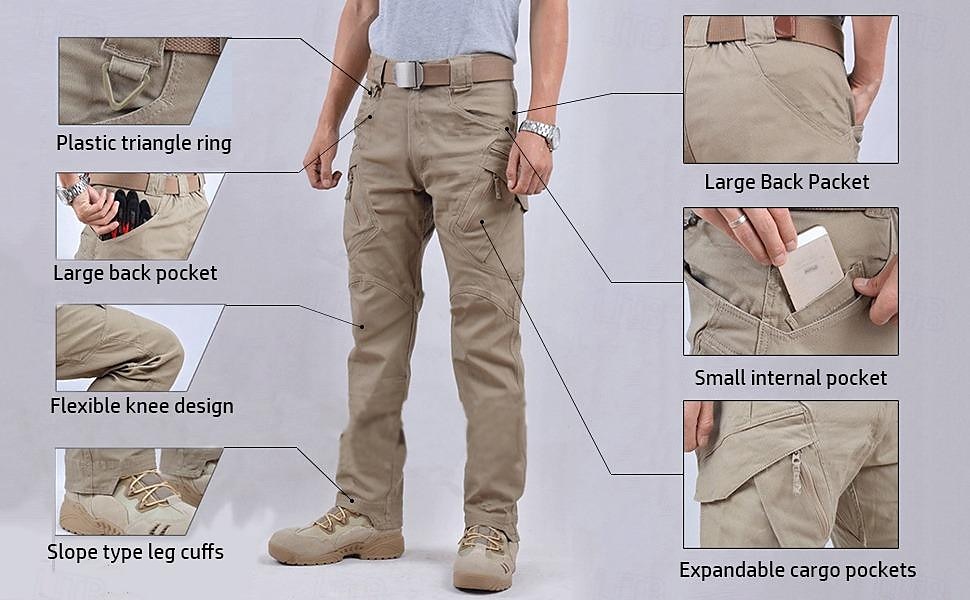 Pánské Kargo kalhoty Taktické kalhoty Taktická Dağcı Pantolonu Kapsa na zip Multi kapsa Bez vzoru Rychleschnoucí Lehká váha Plná délka Venkovní Outdoor a turistika Kalhoty Taktická Maskovací čern 2025 - €18.99 –P1