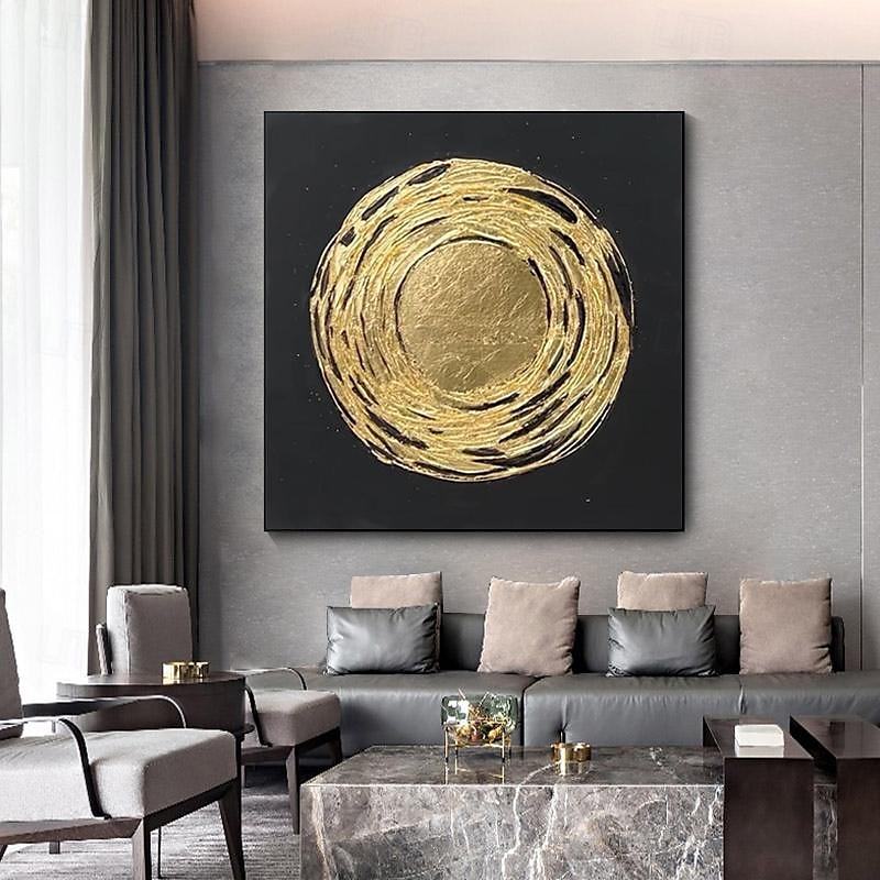 Hand Painted Modern Canvas Circle Gold Foil Abstract Pattern Nordic Abstract Wall Art Home Decor Module Living Room Nordic Home Decor Painting Home Decor Stretched Frame Ready To Hang Or No Frame 2025 - $150.99 –P2