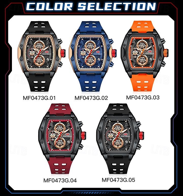 MINI FOCUS Men Quartz Watch Outdoor Fashion Casual Wristwatch Luminous Calendar Waterproof Decoration Silicone Gel Watch 2025 - $35.99 –P3