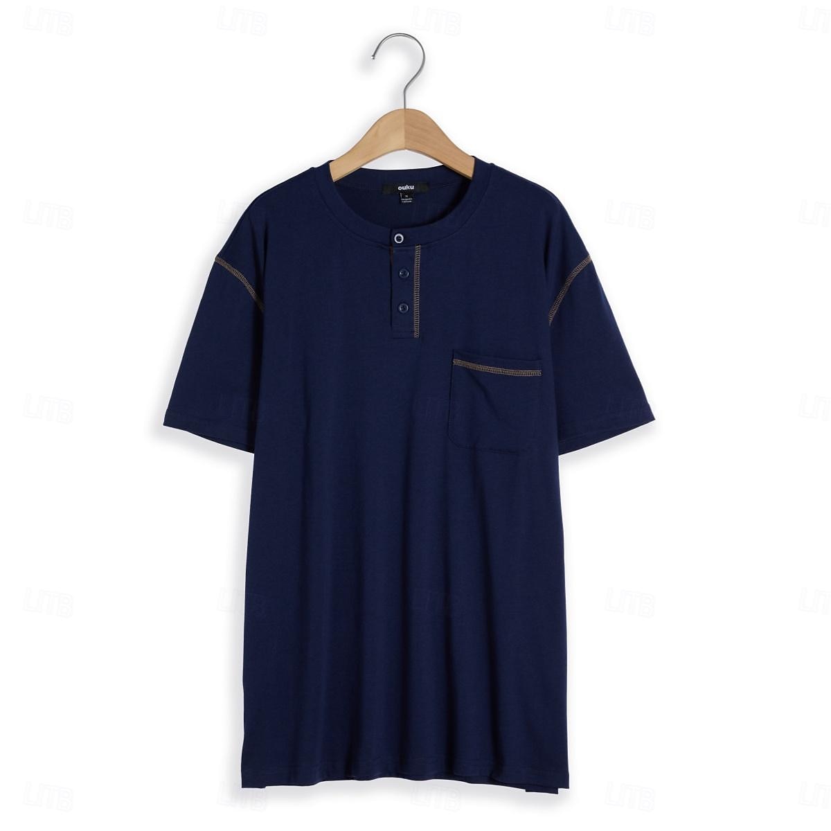 Herr Henleytröja T-tröja Slät Henley Gata Semester Kort ärm Ficka Vintagestil Kläder Mode Designer Grundläggande 2025 - $20.99 –P9