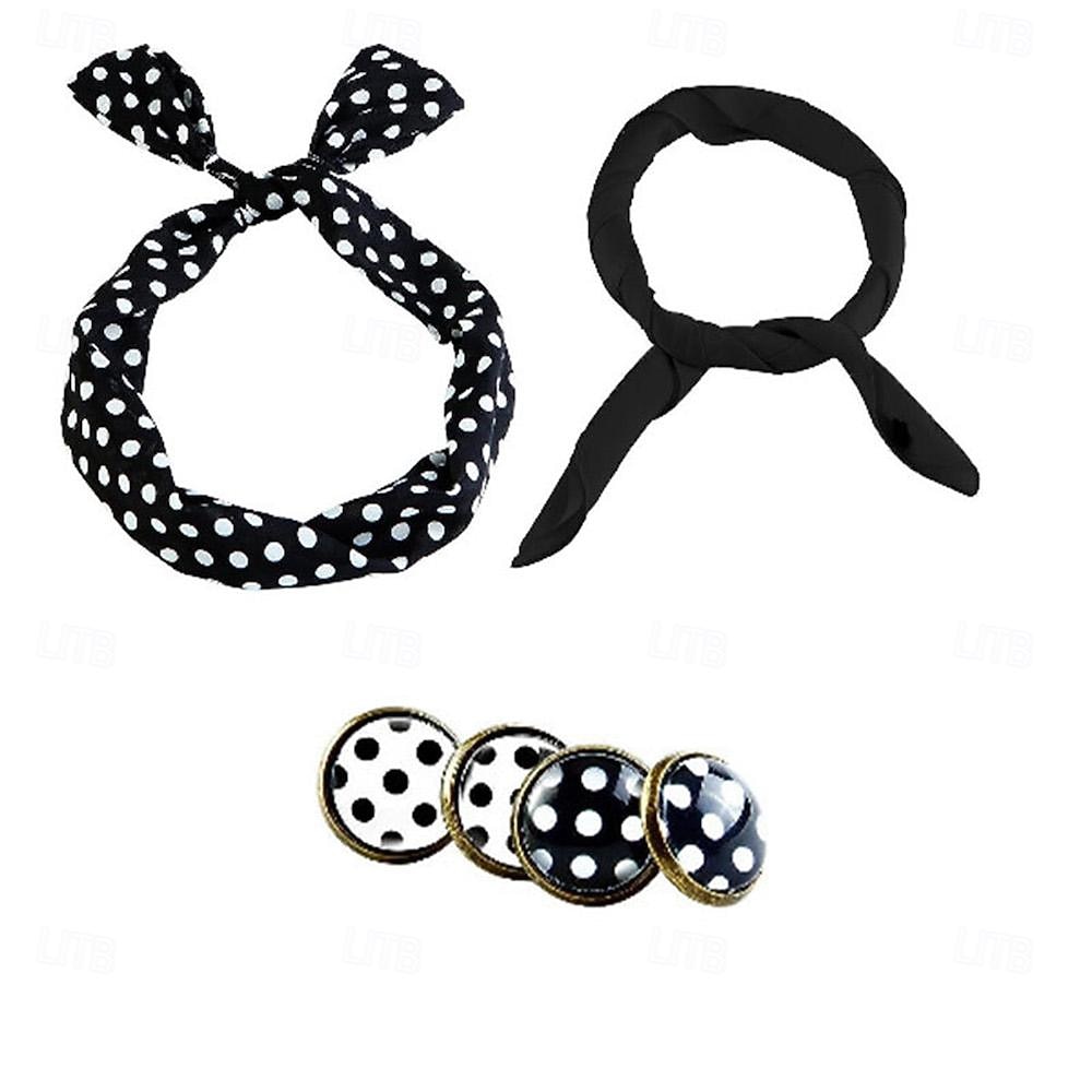 Винтажные платья в горошек наряды 1950-х годов набор аксессуаров ожерелье ободок наряд в горошек костюм для женщин на Хэллоуин маскарад выступление вечеринка на Хэллоуин вечерняя одежда серьги ободок 2026 - $19.49 –P7