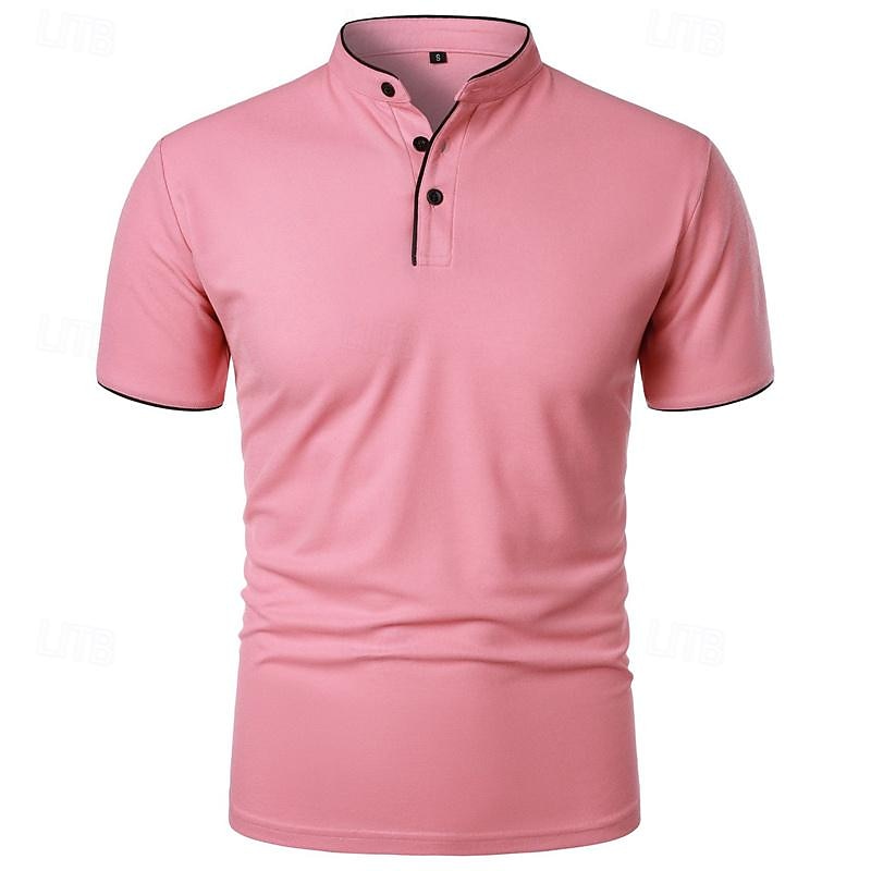 Homme Chemise de golf Polos de Golf Travail Occasionnel Col montant Manche Courte Basique Moderne Bloc de Couleur Patchwork Boutons Printemps & Été Coupe régulière Vin Noir Blanche Rose bleu marine de 2026 ? $7.99 –P11