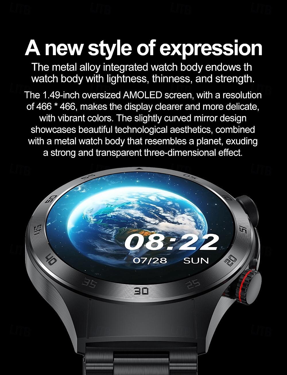 696 E800 Smart Watch 1.49 inch Smart Band Fitness Bracelet Bluetooth ECG+PPG Temperature Monitoring Pedometer Compatible with Android iOS Men Hands-Free Calls Message Reminder IP 67 46mm Watch Case 2025 - $96.99 –P3