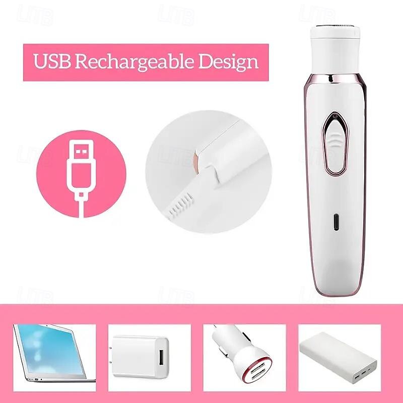 4-in-1 Electric Shaver for Women -Multipurpose Facial Legs &Underarm Trimmer with Wet/Dry Hair Removal - USB Rechargeable.Portable -Ideal Holiday Gift 2025 - $26.99 –P5